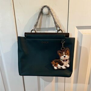 Chala Dark Teal Tote with Corgi Accent